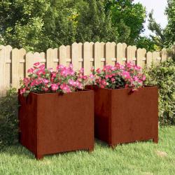 Jardini&egrave;res avec pieds 2 pcs Rouill&eacute; 40x40x40 cm Acier corten