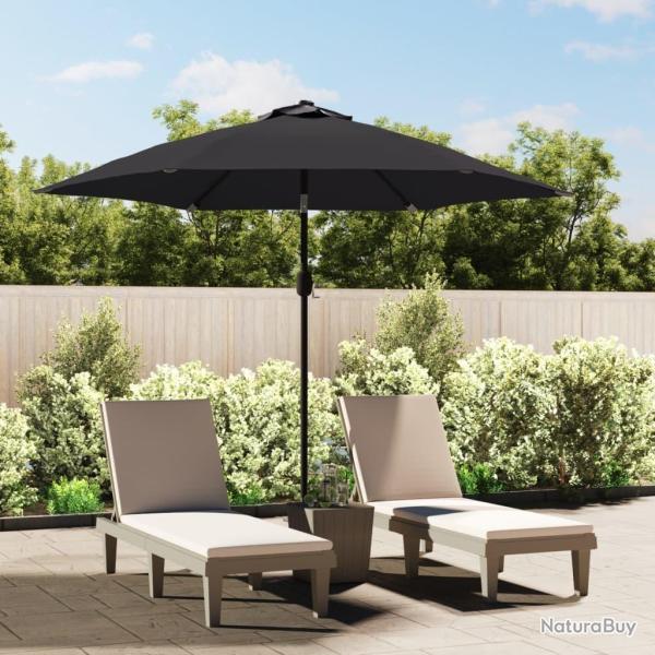 Parasol d'ext�rieur avec lumi�res LED et m�t en acier Noir