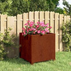 Jardini&egrave;re avec pieds Rouill&eacute; 40x40x40 cm Acier corten