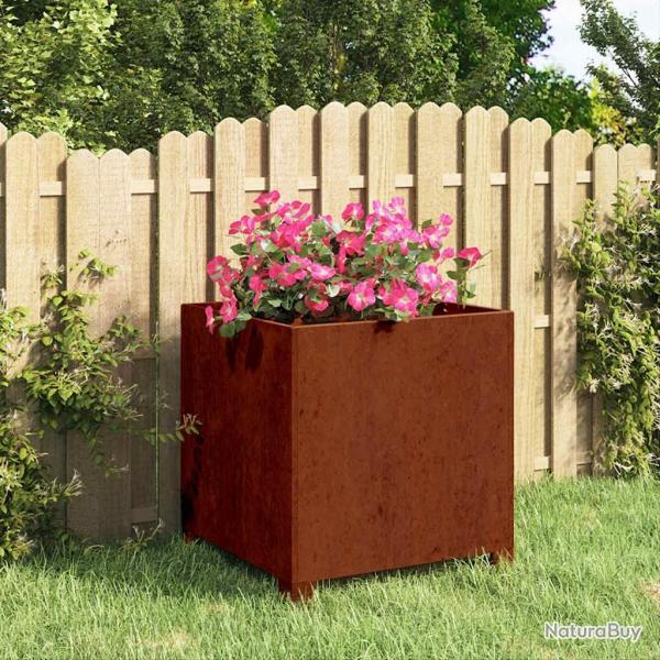 Jardini�re avec pieds Rouill� 40x40x40 cm Acier corten