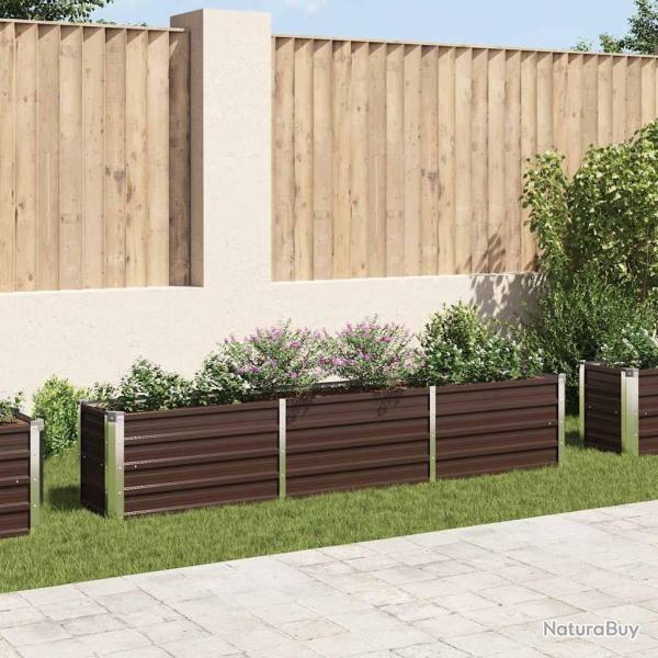 Lit sur�lev� de jardin Acier galvanis� 240x40x45 cm Marron
