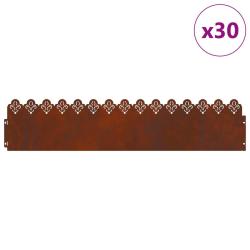 Bordures de pelouse 30 pcs Rouill&eacute; 103 x 0,05 x 22 cm