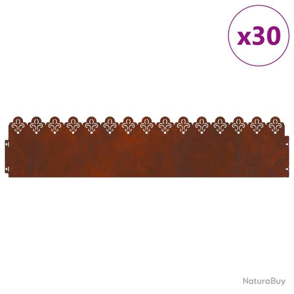 Bordures de pelouse 30 pcs Rouill� 103 x 0,05 x 22 cm