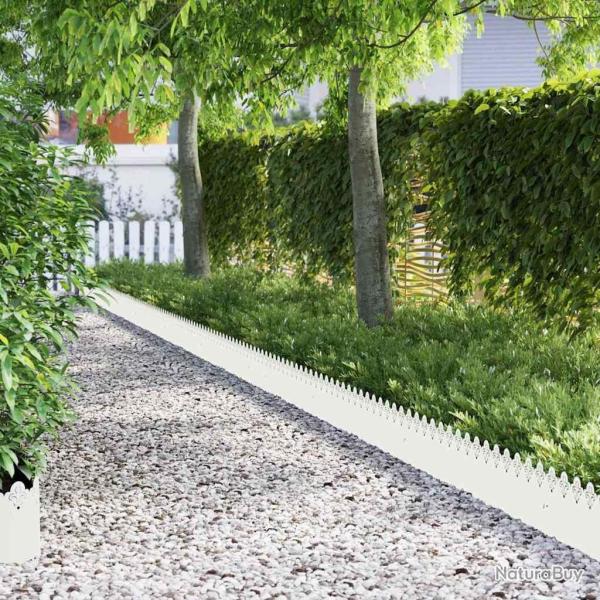 Bordures de pelouse 10 pcs Blanc 103 x 0,05 x 22 cm Acier