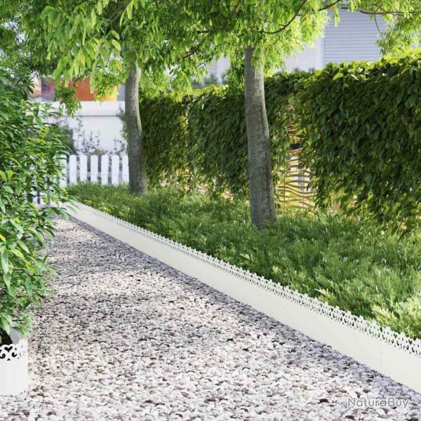 Bordures de pelouse 20 pcs Blanc 103 x 0,05 x 22 cm Acier