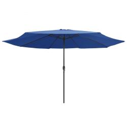 Parasol de jardin avec m&acirc;t en m&eacute;tal 390 cm bleu azur&eacute;