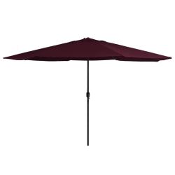 Parasol de jardin avec m&acirc;t en m&eacute;tal 390 cm rouge bordeaux