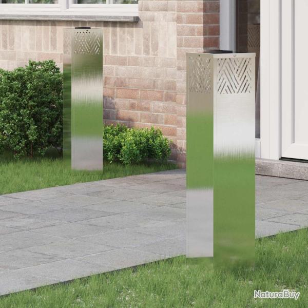 Lumi�re de chemin LED solaire 2 pcs Argent� Acier inoxydable