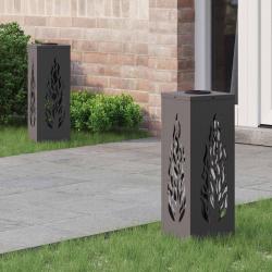 Lumi&egrave;re de chemin LED solaire 2 pcs Noir Acier lamin&eacute; &agrave; froid