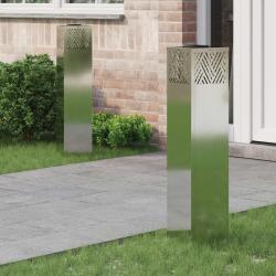 Lumi&egrave;re de chemin LED solaire 2 pcs Argent&eacute; Galvanis&eacute;