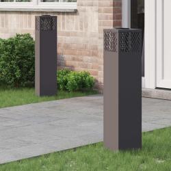 Lumi&egrave;re de chemin LED solaire 2 pcs Noir Acier lamin&eacute; &agrave; froid