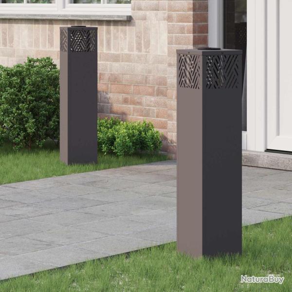 Lumi�re de chemin LED solaire 2 pcs Noir Acier lamin� � froid