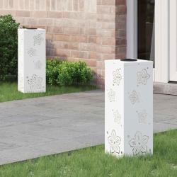 Lumi&egrave;re de chemin LED solaire 2 pcs Blanc Acier lamin&eacute; &agrave; froid