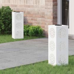 Lumi&egrave;re de chemin LED solaire 2 pcs Blanc Acier lamin&eacute; &agrave; froid