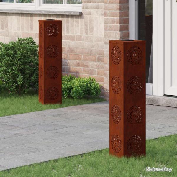 Lumi�re de chemin LED solaire 2 pcs Rouill� Acier patin�