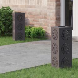 Lumi&egrave;re de chemin LED solaire 2 pcs Noir Acier lamin&eacute; &agrave; froid