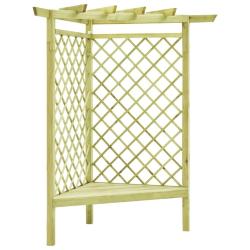 Pergola d'angle avec si&egrave;ge 130x130x197 cm Pin impr&eacute;gn&eacute;