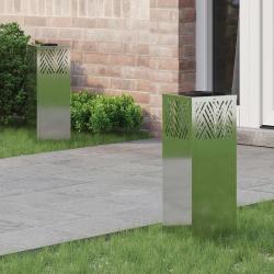 Lumi&egrave;re de chemin LED solaire 2 pcs Argent&eacute; Galvanis&eacute;