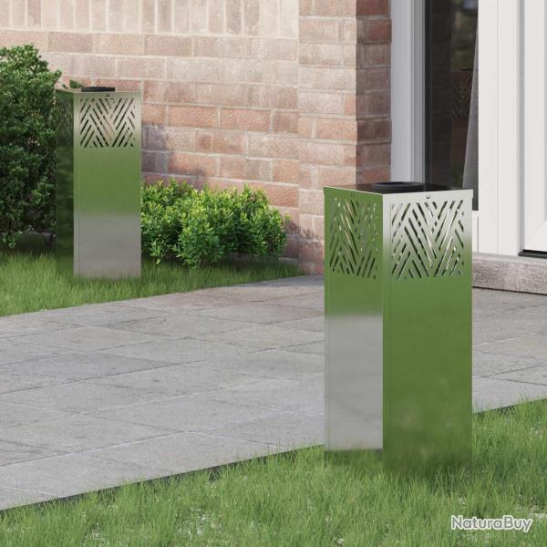 Lumi�re de chemin LED solaire 2 pcs Argent� Galvanis�