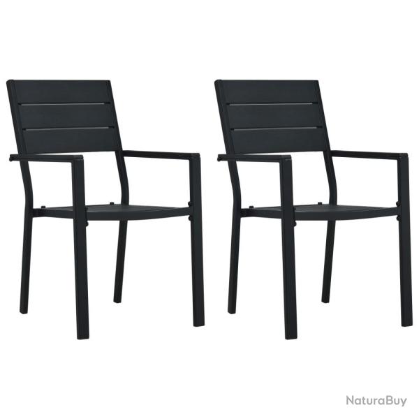 Chaises de jardin lot de 2 Noir PEHD Aspect de bois