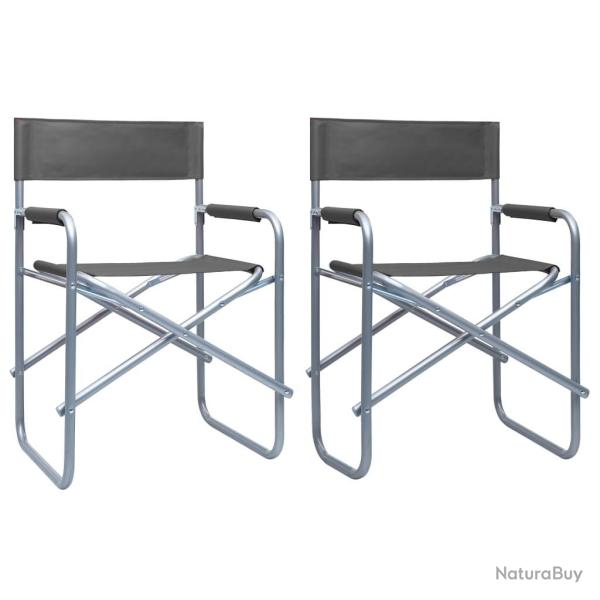 Chaises de metteur en sc�ne lot de 2 Acier Gris