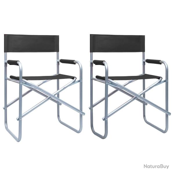 Chaises de metteur en sc�ne lot de 2 Acier Noir