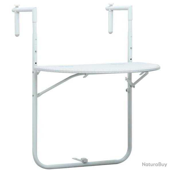 Table de balcon Blanc 60x64x83,5 cm Plastique Aspect de rotin