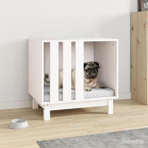 Niche pour chien Blanc 60x45x57 cm Bois de pin massif