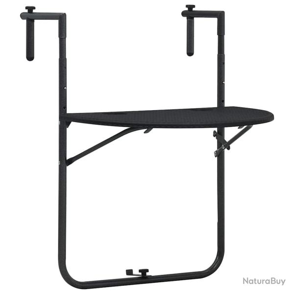 Table de balcon Noir 60x64x83,5 cm Plastique Aspect de rotin