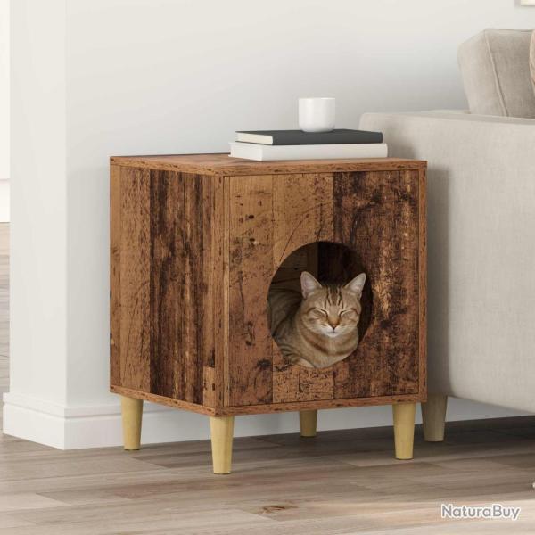 Maison pour chat Bois ancien 42,5 x 40 x 53 cm
