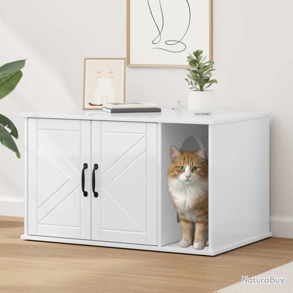 Maison pour chat Blanc Brillant 85 x 55 x 50 cm