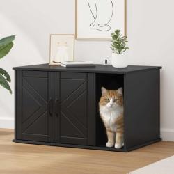 Maison pour chat Noir 85 x 55 x 50 cm Bois d'ing&eacute;nierie