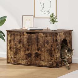 Maison pour chat Ch&ecirc;ne fum&eacute; 85 x 55 x 50,5 cm Bois d'ing&eacute;nierie