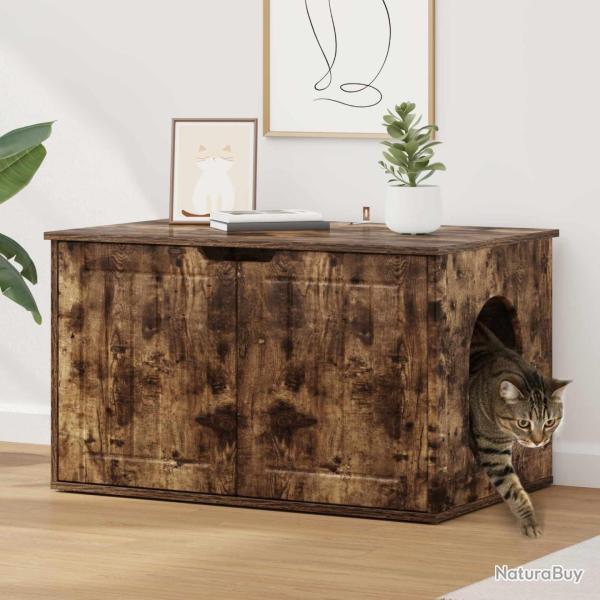 Maison pour chat Ch�ne fum� 85 x 55 x 50,5 cm Bois d'ing�nierie