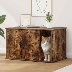 Maison pour chat Ch&ecirc;ne fum&eacute; 85 x 55 x 50 cm Bois d'ing&eacute;nierie