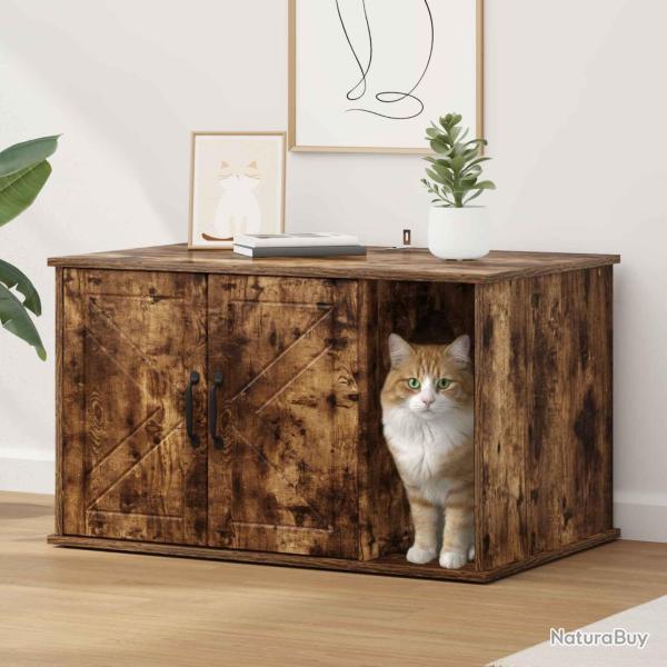 Maison pour chat Ch�ne fum� 85 x 55 x 50 cm Bois d'ing�nierie