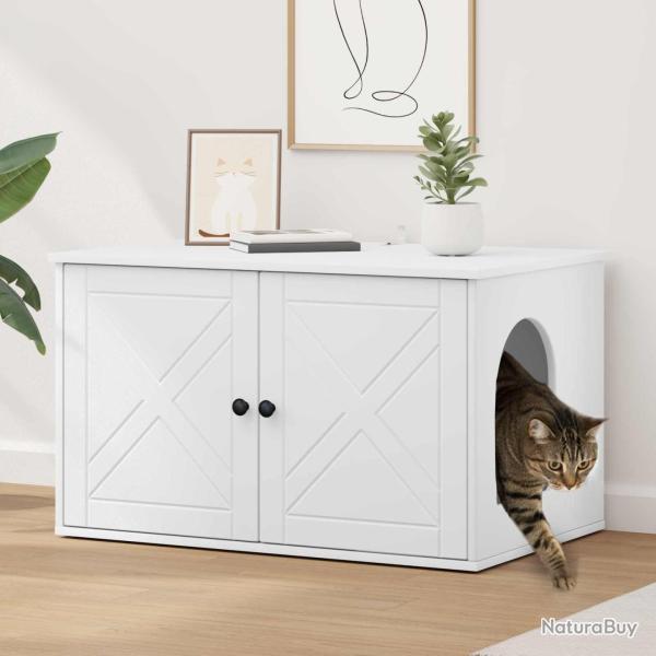 Maison pour chat Blanc 85 x 55 x 50,5 cm Bois d'ing�nierie