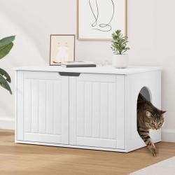 Maison pour chat Blanc 85 x 55 x 50,5 cm Bois d'ing&eacute;nierie