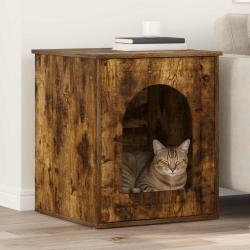 Maison pour chat Ch&ecirc;ne fum&eacute; 53 x 52 x 62 cm Bois d'ing&eacute;nierie