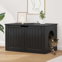 Maison pour chat Noir 85 x 55 x 50,5 cm Bois d'ing&eacute;nierie