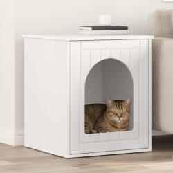Maison pour chat Blanc 53 x 52 x 62 cm Bois d'ing&eacute;nierie