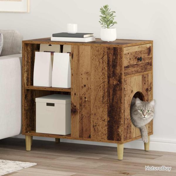 Maison pour chat Bois ancien 72 x 42.5 x 70 cm