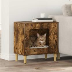 Maison pour chat Ch&ecirc;ne fum&eacute; 51 x 30 x 52 cm Bois d'ing&eacute;nierie