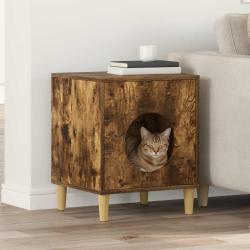 Maison pour chat Ch&ecirc;ne fum&eacute; 42,5 x 40 x 53 cm Bois d'ing&eacute;nierie