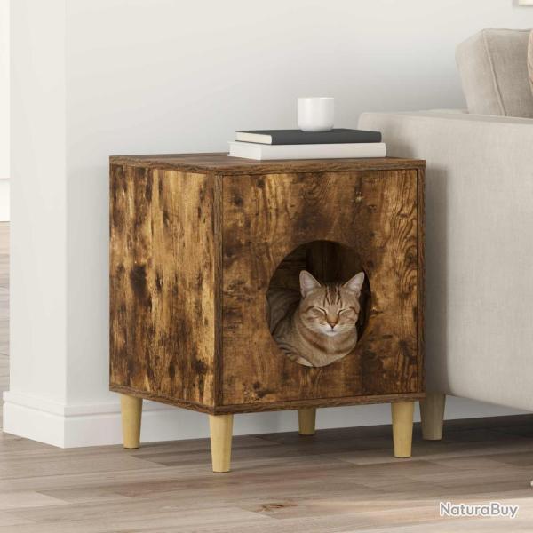 Maison pour chat Ch�ne fum� 42,5 x 40 x 53 cm Bois d'ing�nierie