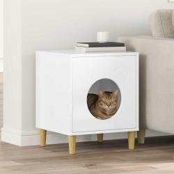 Maison pour chat Blanc Brillant 42,5 x 40 x 53 cm