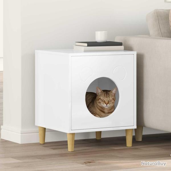 Maison pour chat Blanc Brillant 42,5 x 40 x 53 cm