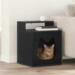 Maison pour chat Noir 42,5 x 40 x 53,5 cm Bois d'ing&eacute;nierie