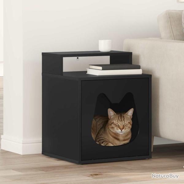 Maison pour chat Noir 42,5 x 40 x 53,5 cm Bois d'ing�nierie