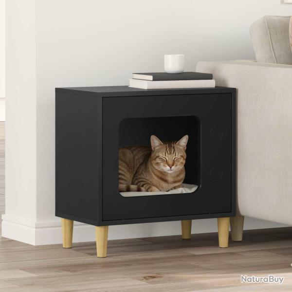Maison pour chat Noir 51 x 30 x 52 cm Bois d'ing�nierie